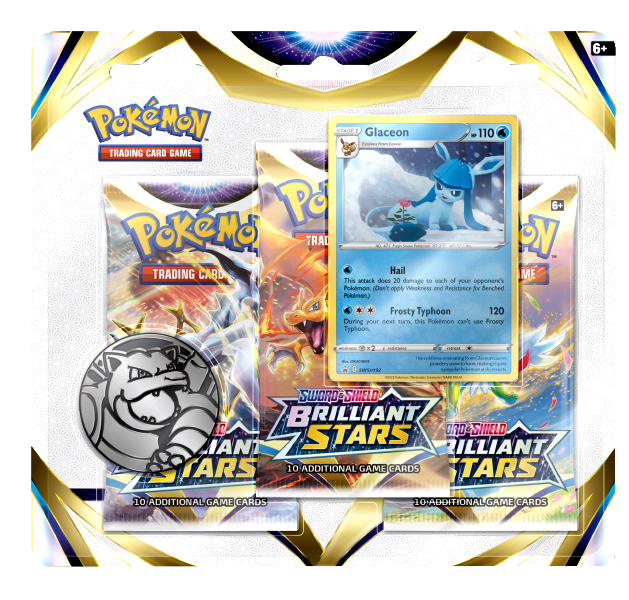Pokemon TCG: Sword & Shield - Brilliant Stars Three-Booster Blister