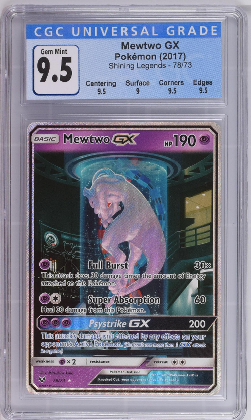 Mewtwo GX - CGC 9.5 GEM MINT - Shining Legends 78/73 Mewtwo GX - CGC 9.5 GEM MINT - Shining Legends 78/73